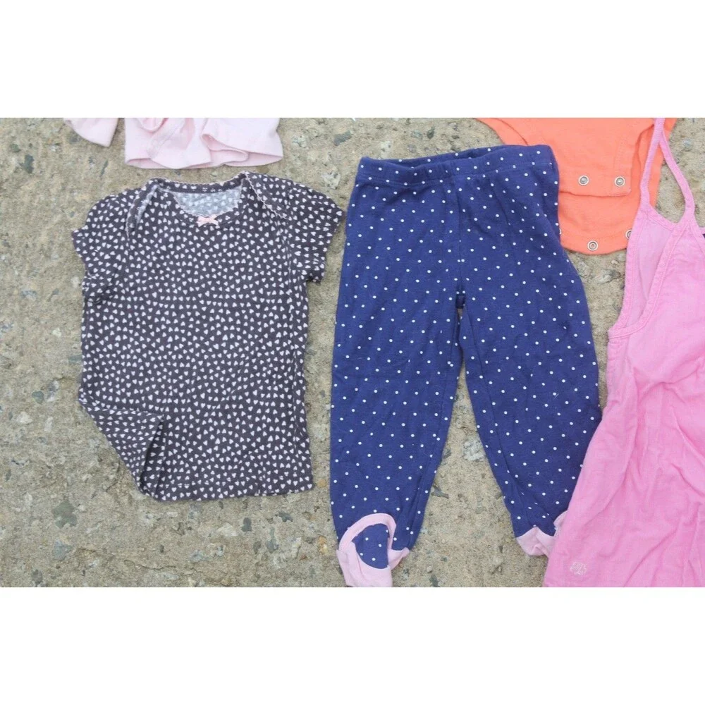 Lot of 13 pcs Baby Girl Clothes 9M, 9-12M Outfits Sleepers VTG/Newer Snow Suit